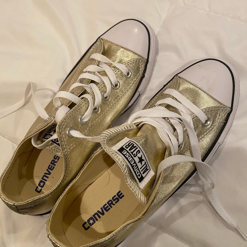 Gold Converse Sneakers- womens 9.5